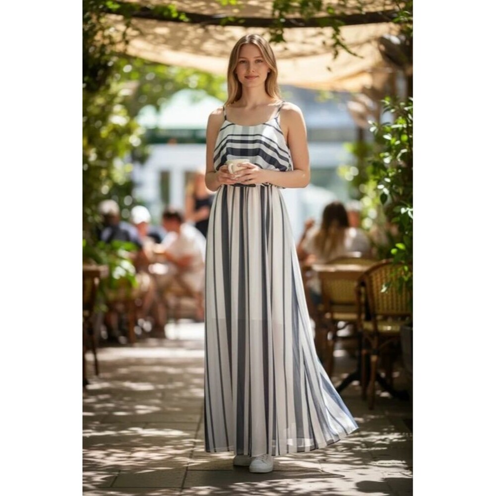Navy Flutter Maxidress size S